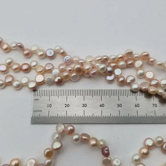 17.5 Inch Sterling Silver Triple Strand Genuine Light Pearls Necklace B501 - Picture 5 of 6